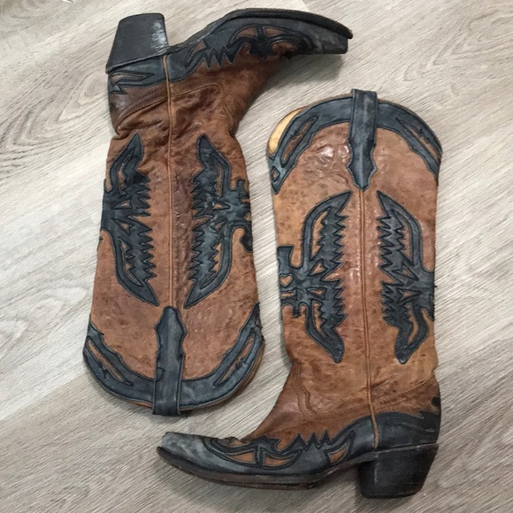 Corral Cowgirl Boots Western Brown Black Leather - Picture 2 of 14